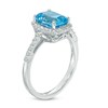 Thumbnail Image 1 of Cushion-Cut Blue Topaz and Lab-Created White Sapphire Frame Ring in 10K White Gold