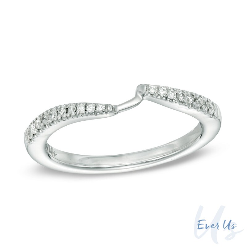 Main Image 1 of Ever Us® 1/8 CT. T.W. Diamond Contour Band in 14K White Gold