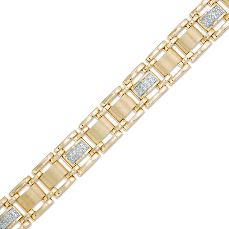 Men's 1/4 CT. T.W. Diamond Ladder Bracelet in 10K Gold - 8.5"