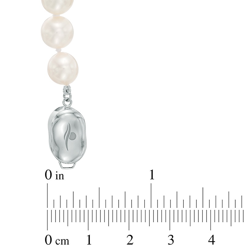 Main Image 2 of 8.0-9.0mm Freshwater Cultured Pearl and Crystal Bar Necklace in Sterling Silver