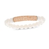 Thumbnail Image 1 of 8.0-9.0mm Freshwater Cultured Pearl and Orange Crystal Bar Stretch Bracelet-7.25"