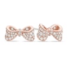 Thumbnail Image 0 of Lab-Created White Sapphire Bow Stud Earrings in Sterling Silver with 18K Rose Gold Plate
