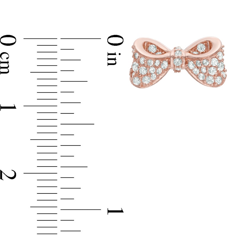 Lab-Created White Sapphire Bow Stud Earrings in Sterling Silver with 18K Rose Gold Plate