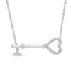Thumbnail Image 1 of Diamond Accent Sideways Key Necklace in Sterling Silver