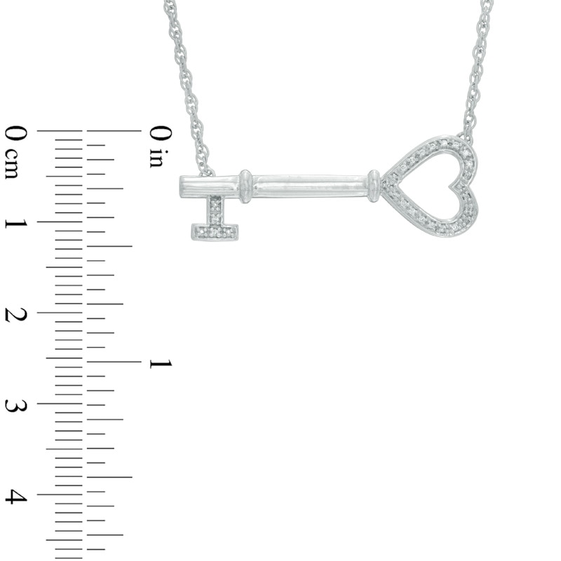 Main Image 2 of Diamond Accent Sideways Key Necklace in Sterling Silver