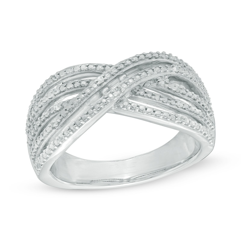 Main Image 1 of Diamond Accent Crossover Ring in Sterling Silver