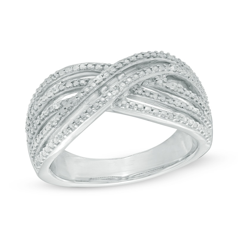 Diamond Accent Crossover Ring in Sterling Silver