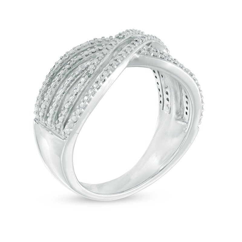 Main Image 2 of Diamond Accent Crossover Ring in Sterling Silver