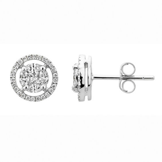 Adorne Collection 3 4 Ct T W Composite Diamond Circle Frame Stud Adorne Collection 3 4 Ct T W Composite Diamond Circle Frame Stud Earrings In 14k
