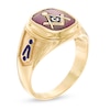 Thumbnail Image 2 of Men's Cushion-Cut Red Spinel and Enamel Comfort Fit Masonic Ring in 10K Gold