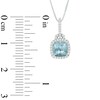 Thumbnail Image 2 of 6.0mm Cushion-Cut Aquamarine and Diamond Accent Frame Pendant in 10K White Gold