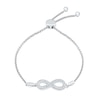 Thumbnail Image 0 of 1/20 CT. T.W. Diamond Infinity Bolo Bracelet in Sterling Silver - 9.5"