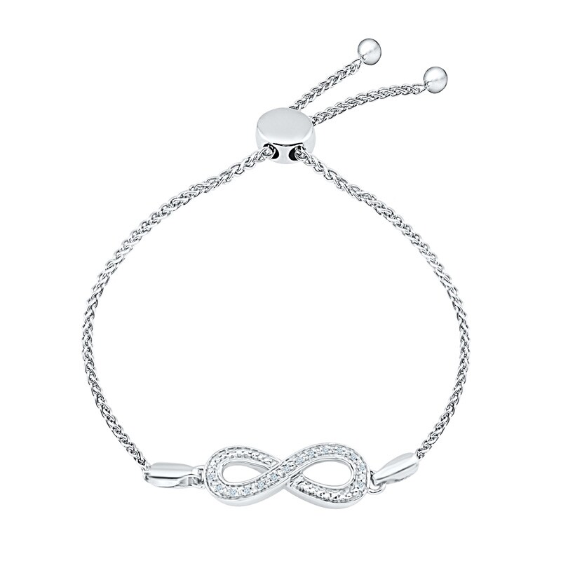 1/20 CT. T.W. Diamond Infinity Bolo Bracelet in Sterling Silver - 9.5"