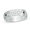 Thumbnail Image 0 of Vera Wang Love Collection Men's 1/4 CT. T.W. Diamond and Blue Sapphire Wedding Band in 14K White Gold