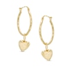 Thumbnail Image 1 of Hoop with Heart Dangle Earrings in 14K Gold