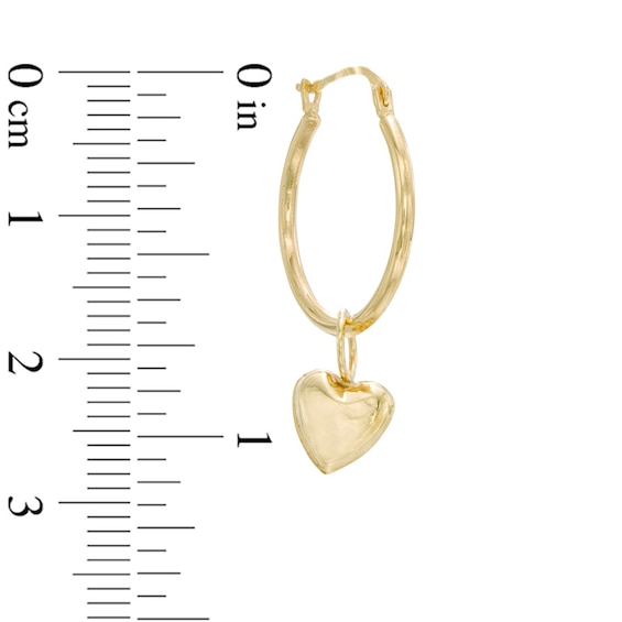 Hoop with Heart Dangle Earrings in 14K Gold Hoop with Heart Dangle Earrings in 14K Gold