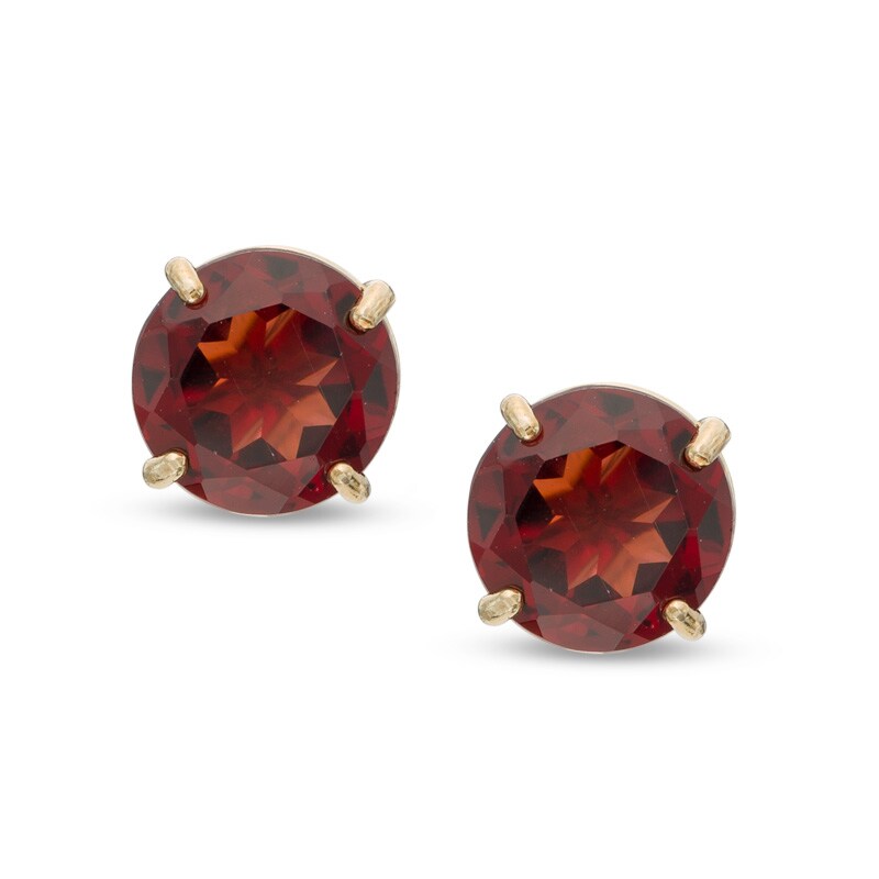 Main Image 1 of 6.0mm Lab-Created Garnet Stud Earrings in 14K Gold