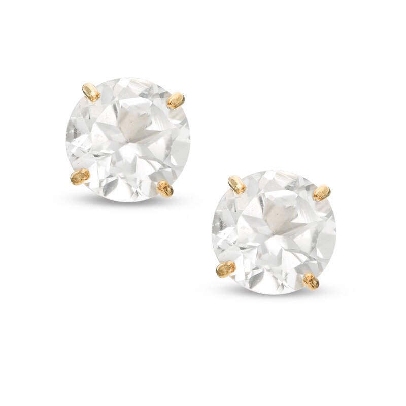 6.0mm White Topaz Stud Earrings in 14K Gold