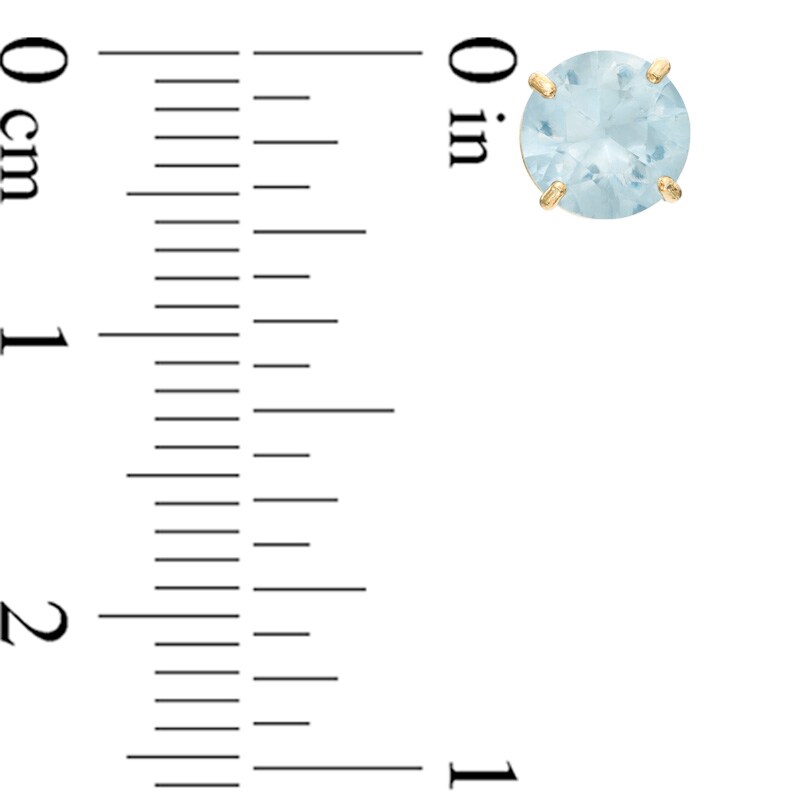 Main Image 2 of 6.0mm Simulated Aquamarine Stud Earrings in 14K Gold