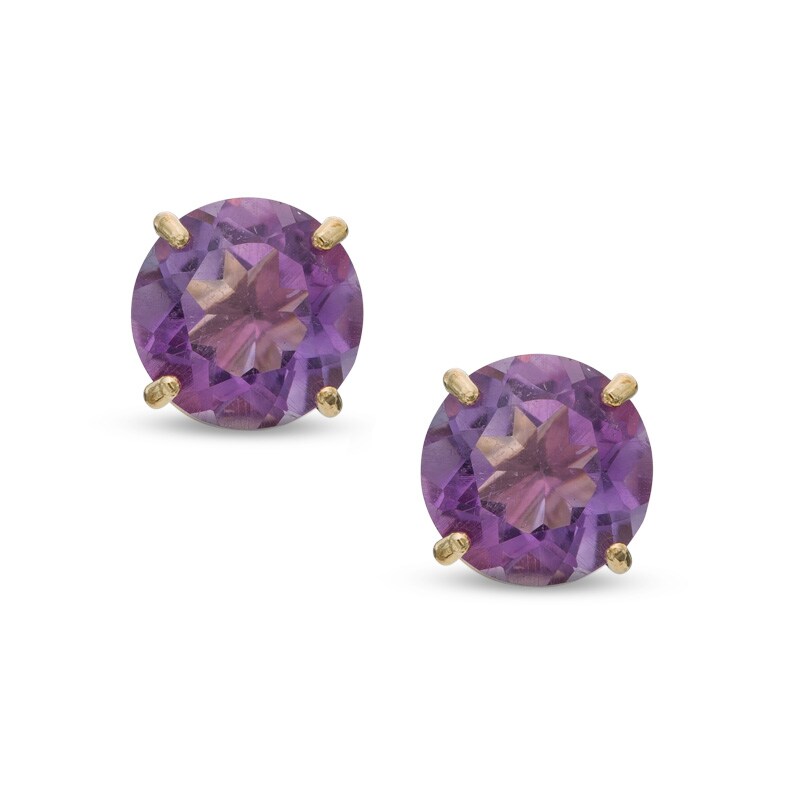 6.0mm Amethyst Stud Earrings in 14K Gold