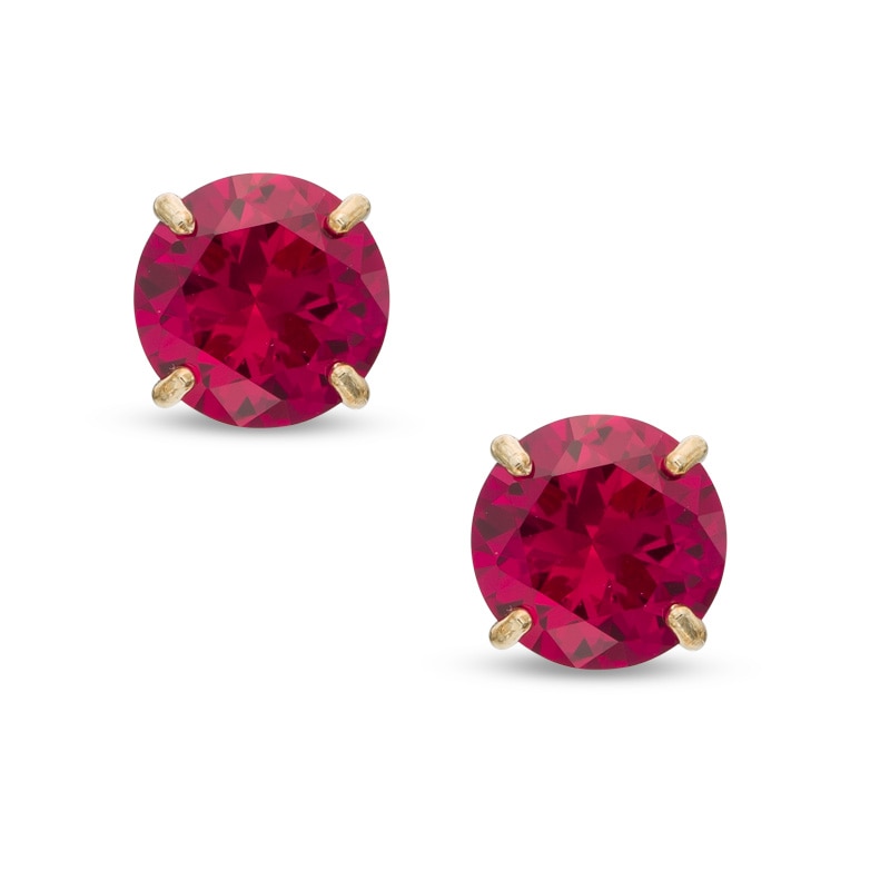 6.0mm Lab-Created Ruby Stud Earrings in 14K Gold