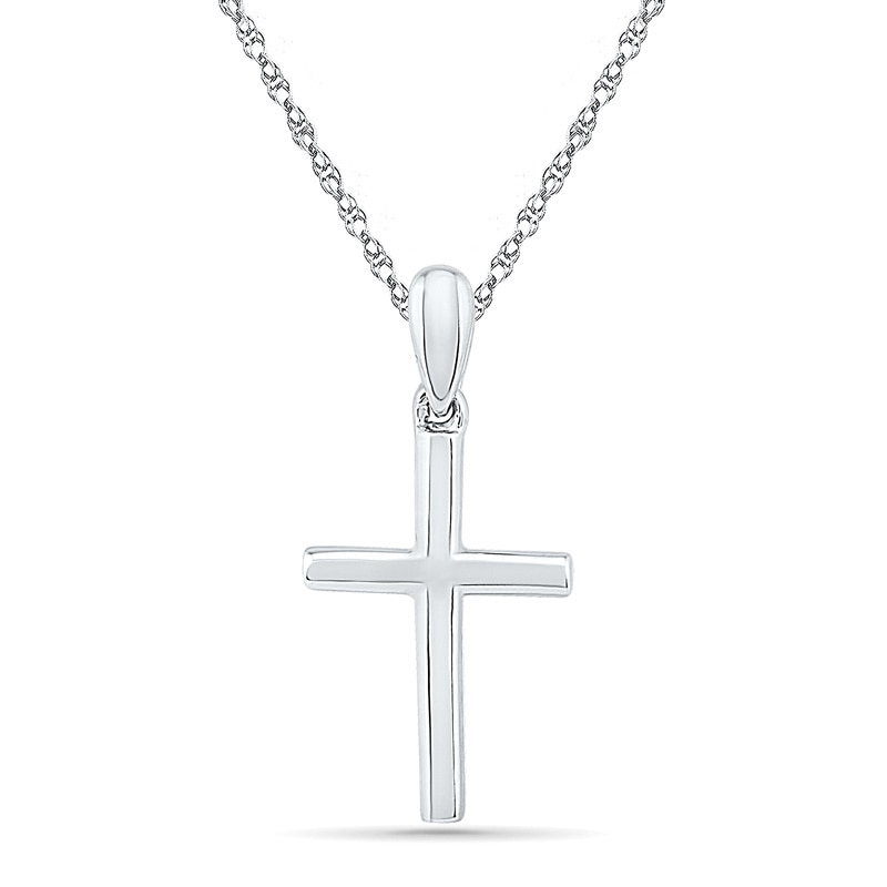 Main Image 1 of Stacked Cross Pendant in 10K White Gold