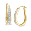 Thumbnail Image 0 of 1/2 CT. T.W. Diamond Oval Hoop Earrings in 14K Gold