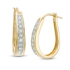 Thumbnail Image 1 of 1/2 CT. T.W. Diamond Oval Hoop Earrings in 14K Gold
