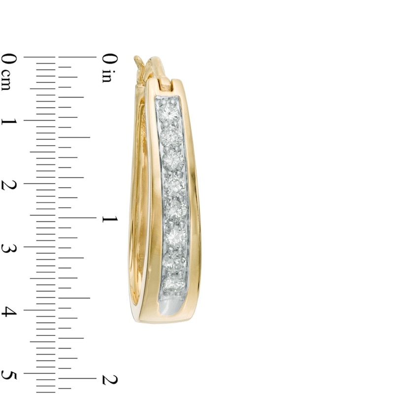 1/2 CT. T.W. Diamond Oval Hoop Earrings in 14K Gold