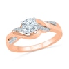 Thumbnail Image 3 of Lab-Created White Sapphire and 1/10 CT. T.W. Diamond Twist Bridal Set in 10K Rose Gold
