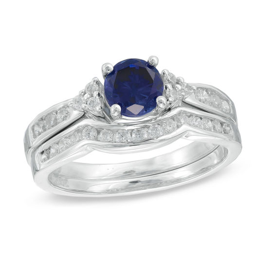 Blue sapphire bridal set sale