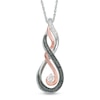 Thumbnail Image 1 of Enhanced Black and White Diamond Accent "MOM" Infinity Pendant in Sterling Silver and 10K Rose Gold