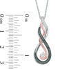 Thumbnail Image 3 of Enhanced Black and White Diamond Accent "MOM" Infinity Pendant in Sterling Silver and 10K Rose Gold