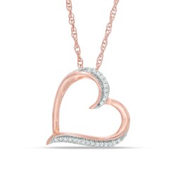 Diamond Accent Tilted Heart in 10K Rose Gold