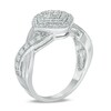 Thumbnail Image 1 of 1/5 CT. T.W. Diamond Tilted Square Double Frame Twist Shank Promise Ring in Sterling Silver