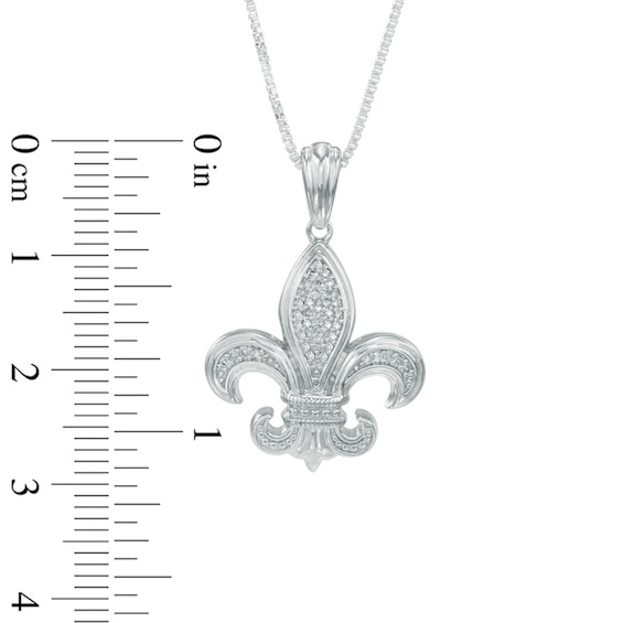 14k Solid Gold Fleur De Lis Pendant With Natural Round Diamond - 0.33 Cttw, On 18 Inch Rope Chain