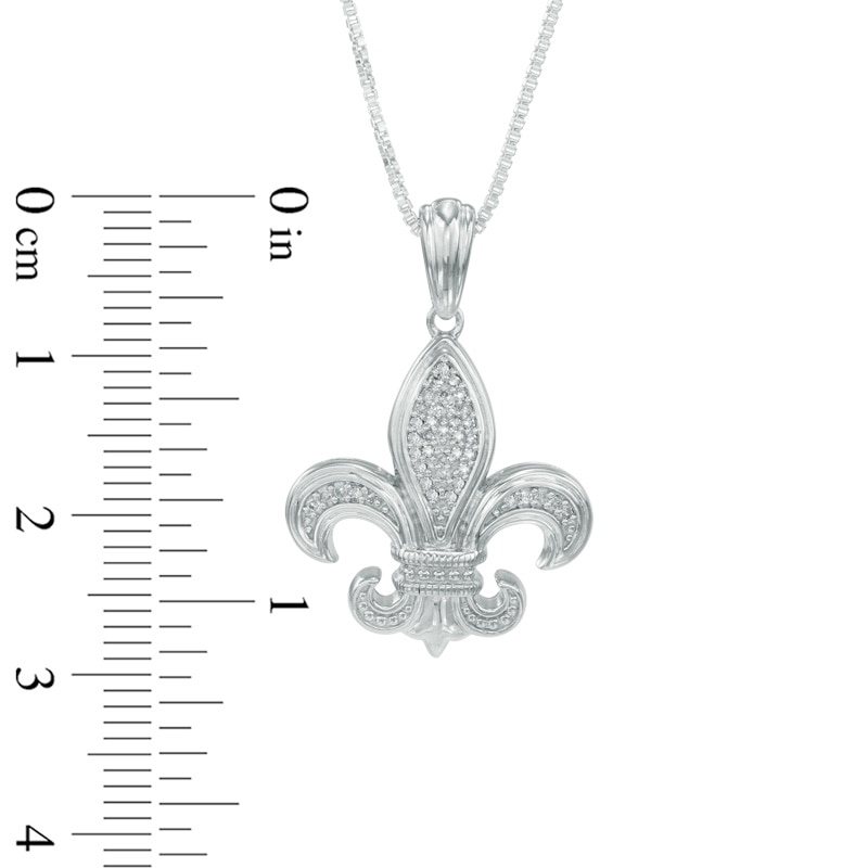 1/10 CT. T.W. Diamond Fleur-De-Lis Pendant in Sterling Silver