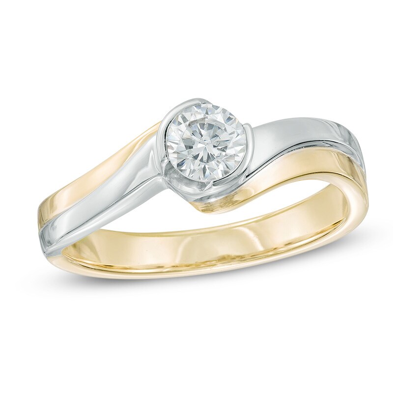Main Image 1 of 3/8 CT. Certified Canadian Diamond Solitaire Bypass Engagement Ring in 14K Two-Tone Gold (I/I1)