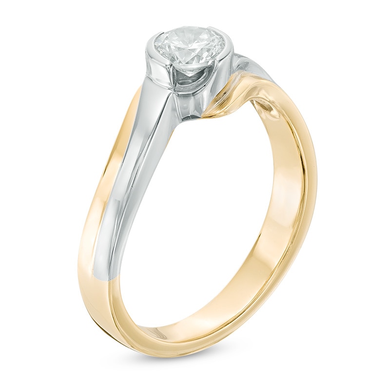 3/8 CT. Certified Canadian Diamond Solitaire Bypass Engagement Ring in 14K Two-Tone Gold (I/I1)