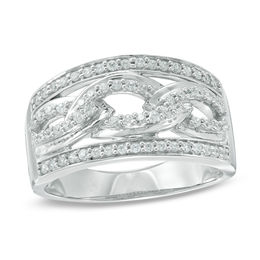 1/3 CT. T.W. Diamond Interlocking Band in Sterling Silver