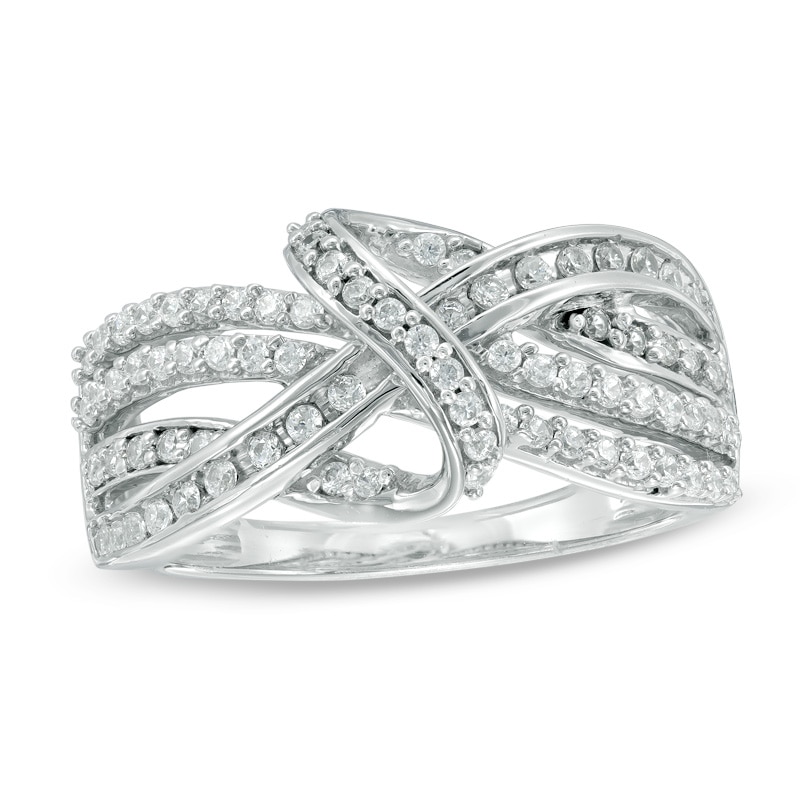 Main Image 1 of 1/2 CT. T.W. Diamond Knot Ring in Sterling Silver