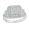 Thumbnail Image 1 of 1/2 CT. T.W. Diamond Square Composite Frame Ring in Sterling Silver