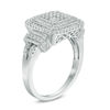 Thumbnail Image 2 of 1/2 CT. T.W. Diamond Square Composite Frame Ring in Sterling Silver