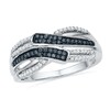 Thumbnail Image 0 of 1/4 CT. T.W. Enhanced Black and White Diamond Bypass Multi-Row Split Shank Ring in Sterling Silver