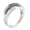 Thumbnail Image 1 of 1/4 CT. T.W. Enhanced Black and White Diamond Bypass Multi-Row Split Shank Ring in Sterling Silver