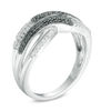 Thumbnail Image 2 of 1/4 CT. T.W. Enhanced Black and White Diamond Bypass Multi-Row Split Shank Ring in Sterling Silver