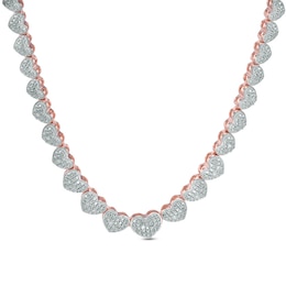 1/10 CT. T.W. Diamond Heart Necklace in Sterling Silver and 18K Rose Gold Plate - 16&quot;