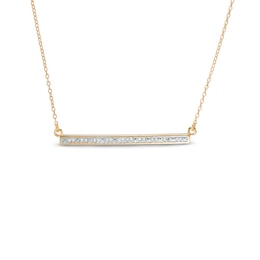 1/10 CT. T.W. Diamond Bar Necklace in Sterling Silver and 18K Gold Plate