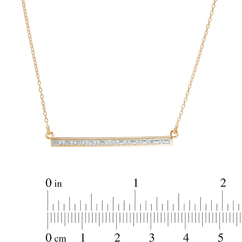 Main Image 2 of 1/10 CT. T.W. Diamond Bar Necklace in Sterling Silver and 18K Gold Plate