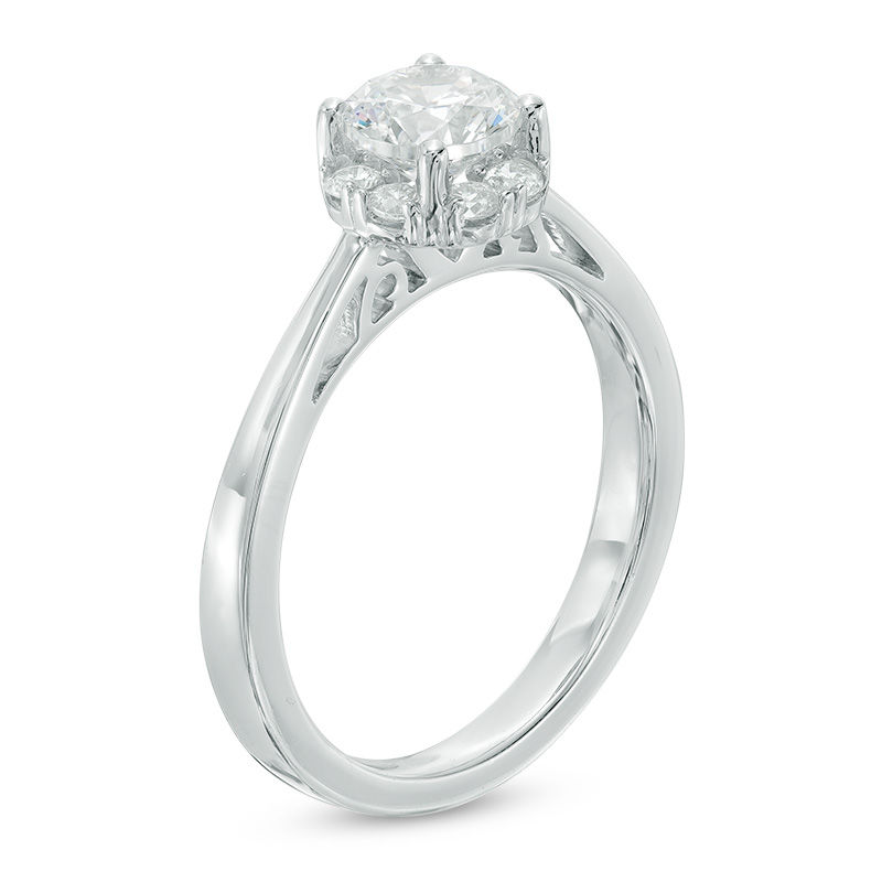 1 CT. T.W. Certified Canadian Diamond Frame Engagement Ring in 14K White Gold (I/I1)